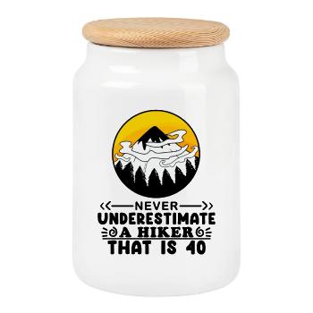 Hiking 40th birthday Hiker 40 years old - Cookie Jar with Wooden Lid - white - Front