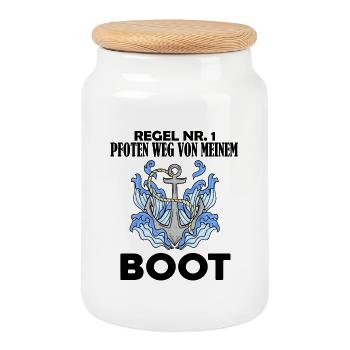 Boote Motorboot Kapitän Boot Seefahrt Geschenk - Keksdose mit Holzdeckel - Weiß - Vorne