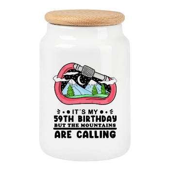 Hiking 59th birthday Wanderer 59 years old - Cookie Jar with Wooden Lid - white - Front