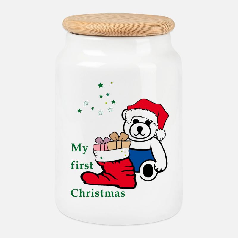 my first christmas - Keksdose mit Holzdeckel - Weiß