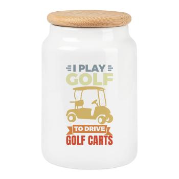 Ich liebe Golf Carts - Keksdose mit Holzdeckel - Weiß - Vorne