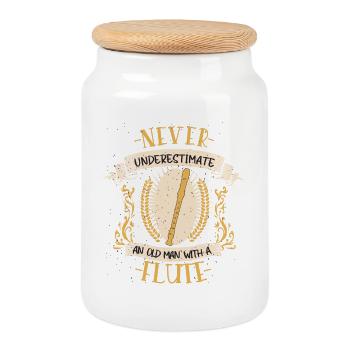 Flûte Musicien Instrument Cuivres Musique Cadeau - Boîte à biscuits avec couvercle en bois - blanc - Devant