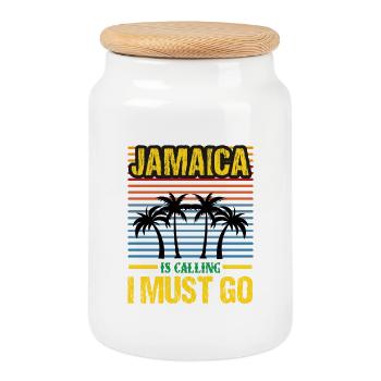 Jamaica Retro Palm Beach - Boîte à biscuits avec couvercle en bois - blanc - Devant