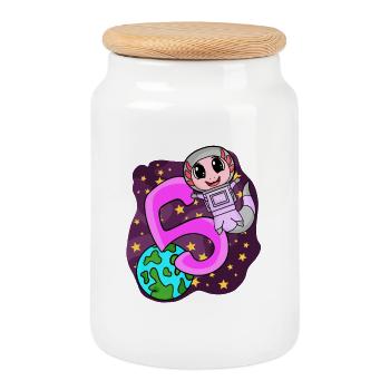 5 Anniversaire Axolotl - 5 ans - J’ai 5 ans - Boîte à biscuits avec couvercle en bois - blanc - Devant