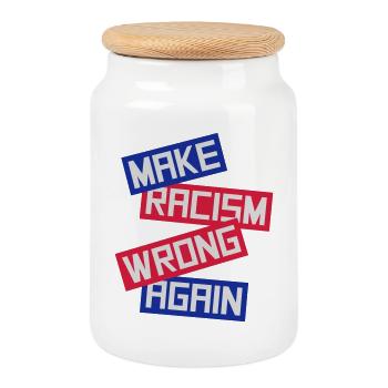 make racism wrong again - Cookie Jar with Wooden Lid - white - Front