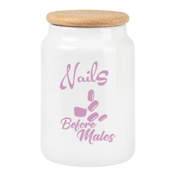 Nails before men Nail designer - Cookie Jar with Wooden Lid - white - Front