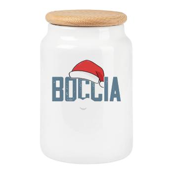 Boccia Spieler Weihnachtsmann Kugeln Boccia - Keksdose mit Holzdeckel - Weiß - Vorne
