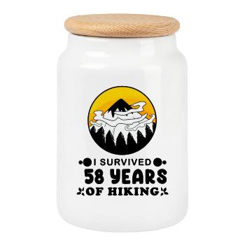 Mountain hiking 58th birthday hiker 58 years old - Cookie Jar with Wooden Lid - white - Front