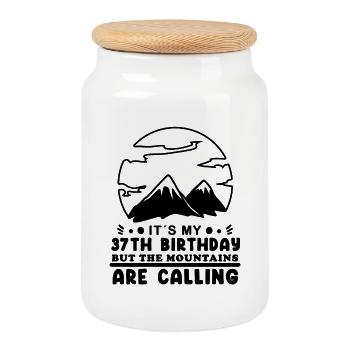 Mountain Wanderer 37th Birthday 37 Years Old Gift - Cookie Jar with Wooden Lid - white - Front