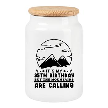 Mountain Wanderer 35th Birthday 35 Years Old Gift - Cookie Jar with Wooden Lid - white - Front