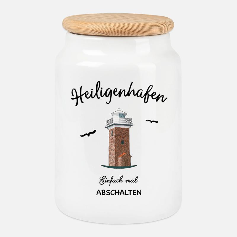 Heiligenhafen Leuchtturm, Abschalten - Keksdose mit Holzdeckel - Weiß
