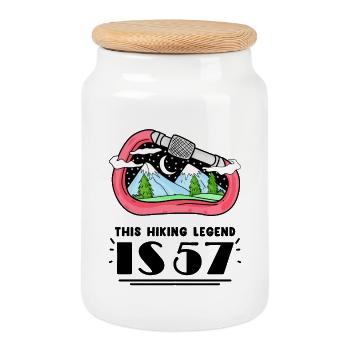 57th birthday hiker 57 years old mountain hiking - Cookie Jar with Wooden Lid - white - Front
