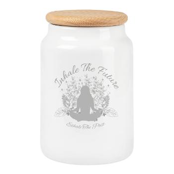 Inhale The Future Exhale The Past - Yoga Vibes - Keksdose mit Holzdeckel - Weiß - Vorne