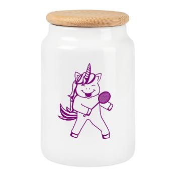 Joueur de badminton Licorne - Boîte à biscuits avec couvercle en bois - blanc - Devant