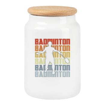 Joueurs de badminton - Boîte à biscuits avec couvercle en bois - blanc - Devant