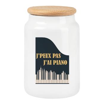 J'Peux Pas J'Ai Piano Cadeau Orchestre Pianiste - Boîte à biscuits avec couvercle en bois - blanc - Devant
