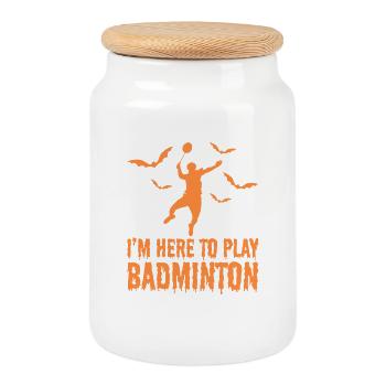 Badminton Halloween - Boîte à biscuits avec couvercle en bois - blanc - Devant