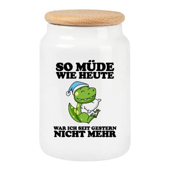 Müde Spruch lustig Schlafen Ausschlafen Faul - Keksdose mit Holzdeckel - Weiß - Vorne