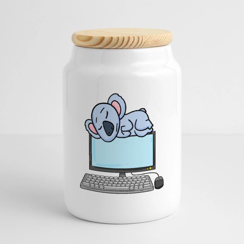 Koala Computer Nerd Programmeur Cadeau Boîte à biscuits avec couvercle en bois
