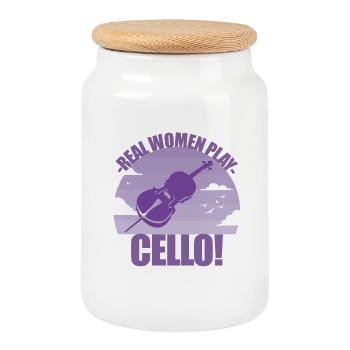 Cello Instrument Musikerin Cellonistin Geschenk - Keksdose mit Holzdeckel - Weiß - Vorne