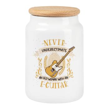 E-Gitarre Musikerin Musikinstrument Geschenk - Keksdose mit Holzdeckel - Weiß - Vorne