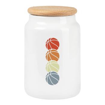 Vintage Basketball Bälle - Keksdose mit Holzdeckel - Weiß - Vorne