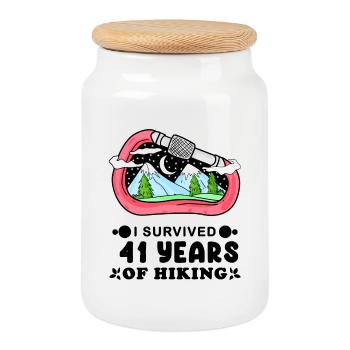 Mountain Wanderer 41st birthday 41 years old gift - Cookie Jar with Wooden Lid - white - Front