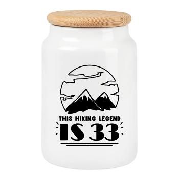 Mountain Wanderer 33rd Birthday 33 Years Old Gift - Cookie Jar with Wooden Lid - white - Front