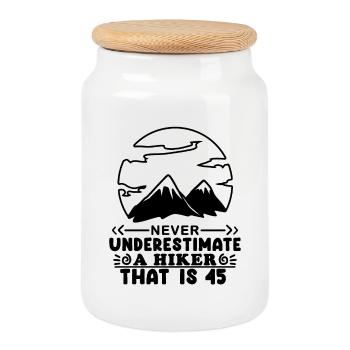 45 years old gift - Cookie Jar with Wooden Lid - white - Front