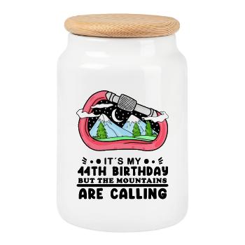 44th birthday mountains 44 years old - Cookie Jar with Wooden Lid - white - Front