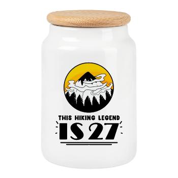 27e anniversaire montagnes 27 ans randonnée en montagne - Boîte à biscuits avec couvercle en bois - blanc - Devant