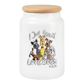 Caca de chien chien J’aime vraiment les chiens - Boîte à biscuits avec couvercle en bois - blanc - Devant