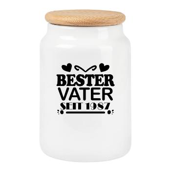 Bester Vater seit 1987 - Vatertag Geschenk - Keksdose mit Holzdeckel - Weiß - Vorne