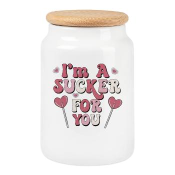 Ich Bin Ein Trottel Für Dich Retro-valentines - Keksdose mit Holzdeckel - Weiß - Vorne