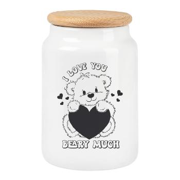 Ich Liebe Dich Bärig Sehr Retro-valentines - Keksdose mit Holzdeckel - Weiß - Vorne