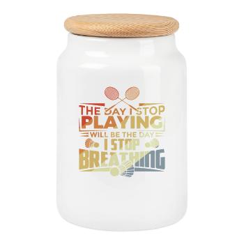 Badminton Motivation - Keksdose mit Holzdeckel - Weiß - Vorne
