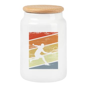 Joueur de badminton vintage - Boîte à biscuits avec couvercle en bois - blanc - Devant