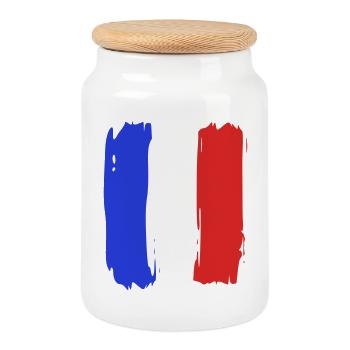 Drapeau France Tricolore - Boîte à biscuits avec couvercle en bois - blanc - Devant