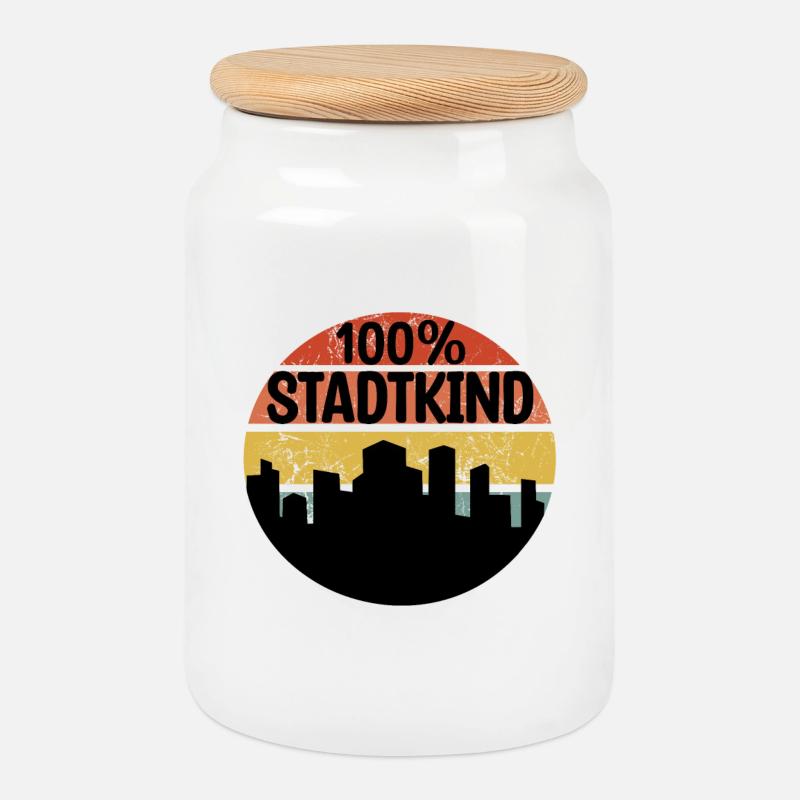 Stadtkind - Keksdose mit Holzdeckel - Weiß