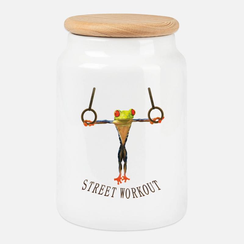 Street Workout - Keksdose mit Holzdeckel - Weiß