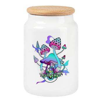 Trippy Hippie Psychedelic Mushroom - Keksdose mit Holzdeckel - Weiß - Vorne