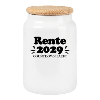 Rente 2029 Ruhestand Rentner Renteneintritt - Keksdose mit Holzdeckel - Weiß - Vorne