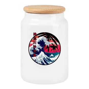 The big wave off Kanagawa - Cookie Jar with Wooden Lid - white - Front