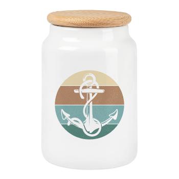 Drôle de voile nautique Sailor Boat Captain Awesome - Boîte à biscuits avec couvercle en bois - blanc - Devant