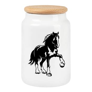 Pferd Shire Cheval - Boîte à biscuits avec couvercle en bois - blanc - Devant