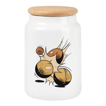 Boulespieler Boulekugel für Bouler Petanque Boule - Keksdose mit Holzdeckel - Weiß - Vorne