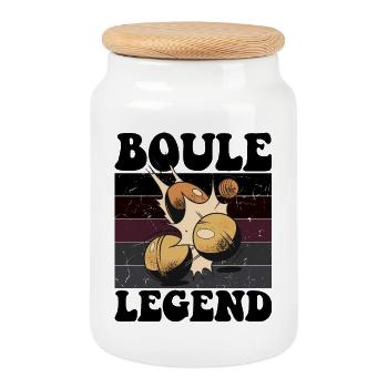 Boulespieler Boulekugel für Bouler Petanque Boule - Keksdose mit Holzdeckel - Weiß - Vorne