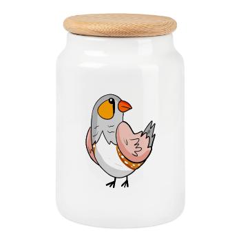 Zebrafink Vogel - australische Zebrafink - Keksdose mit Holzdeckel - Weiß - Vorne