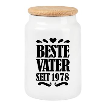 Bester Vater seit 1978 - Vatertag Geschenk - Keksdose mit Holzdeckel - Weiß - Vorne