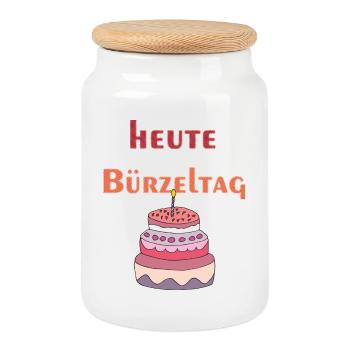 heute bürzeltag - Keksdose mit Holzdeckel - Weiß - Vorne